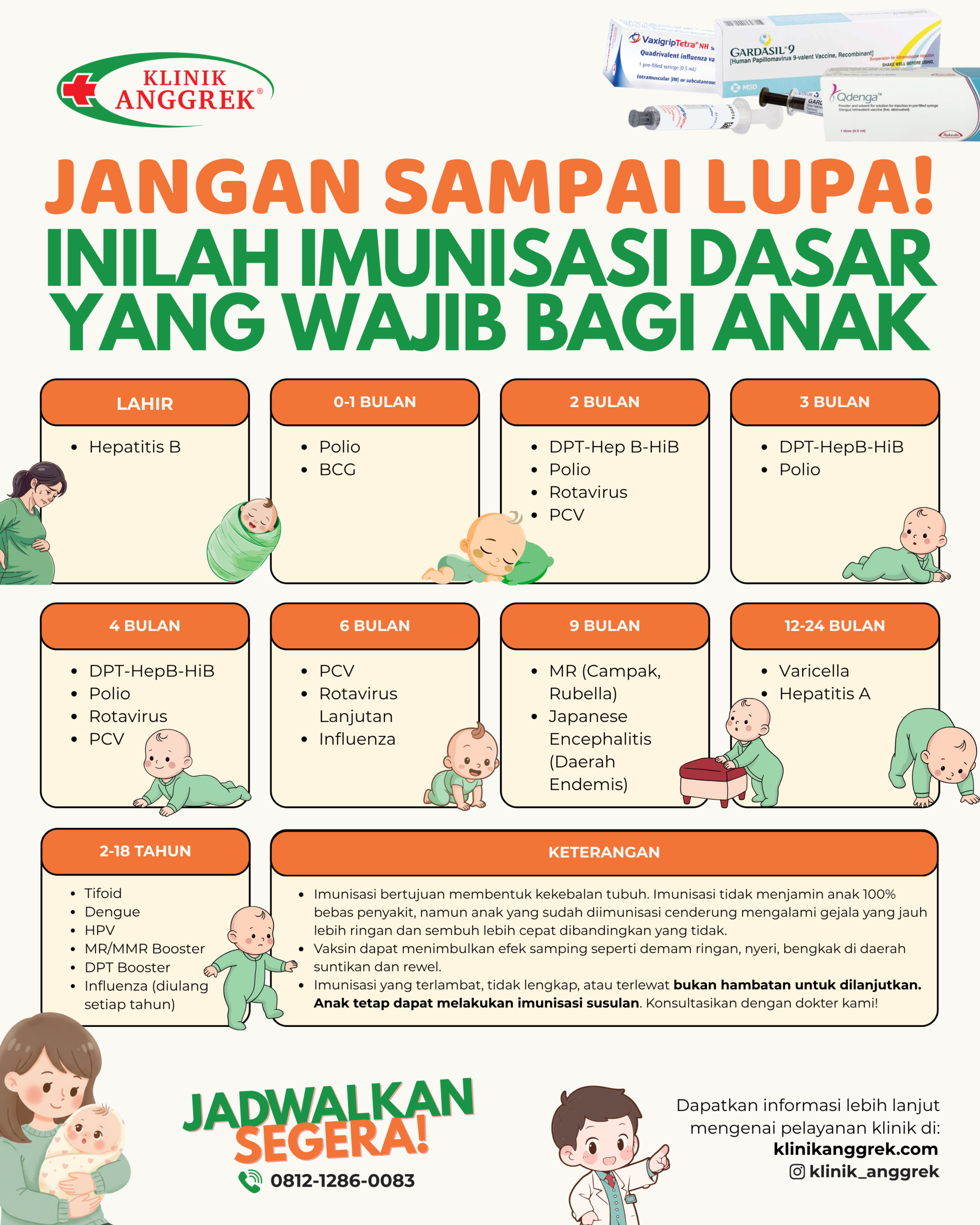 Jadwal Imunisasi Dasar Anak